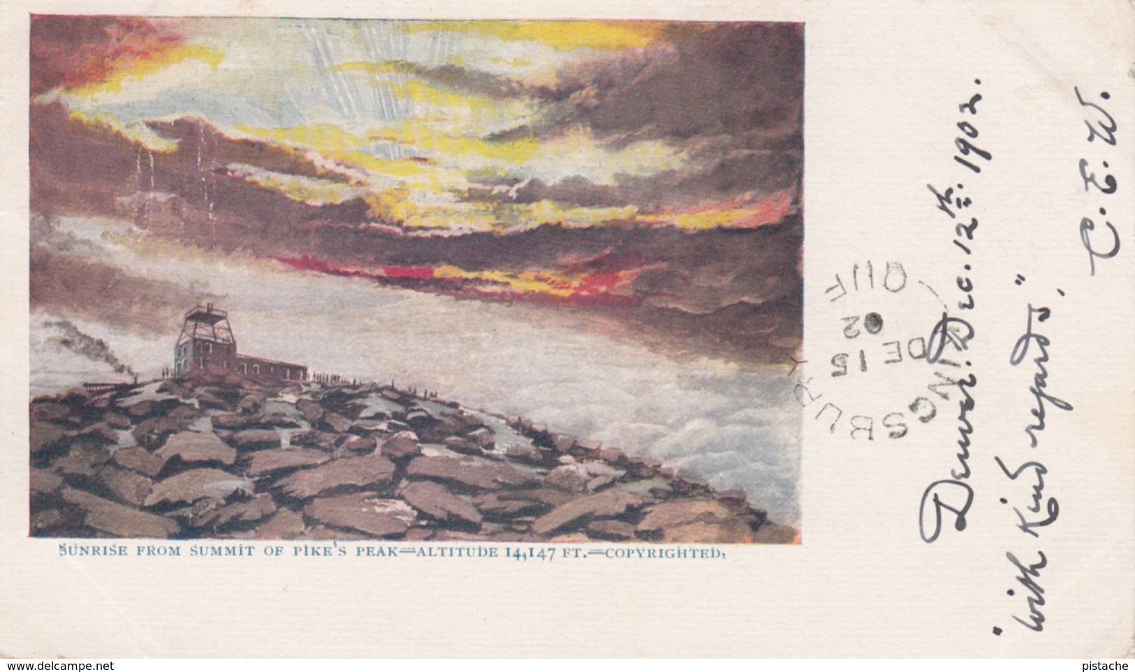 Antique Undivided Back Postcard Written In 1902 - Pike Peak Colorado - 2 Scans - Rocky Mountains