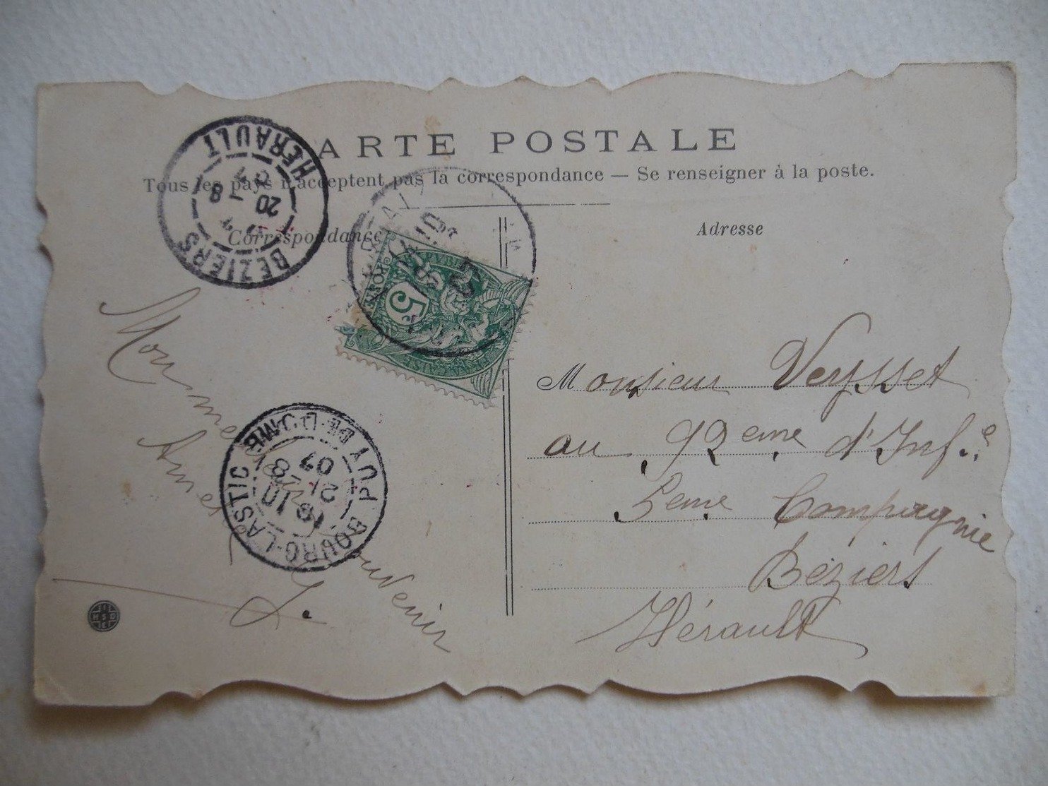 Souvenir De Chauriat  1907  Beziers Herault Bourg Lastic  (f3 - Clermont Ferrand