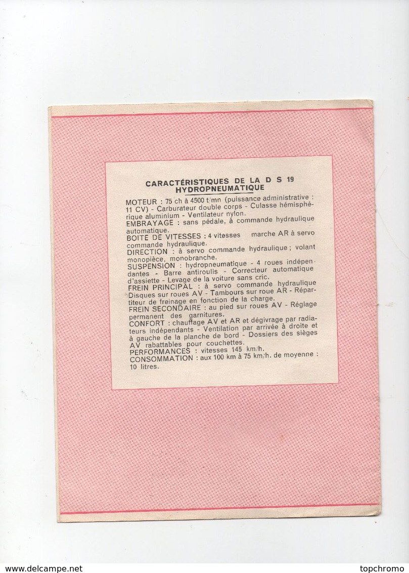 Couverture De Cahier Boul Mich Voiture Automobile DS 19 Caractéristiques De La DS 19 Citroën - Protège-cahiers