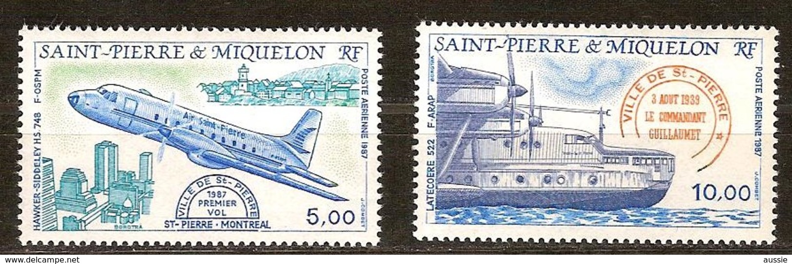 Saint-Pierre Et Miquelon 1987 Yvertn° LP PA 64-65 *** MNH Cote 9,10 Euro Avions Vliegtuigen Airplanes - Neufs