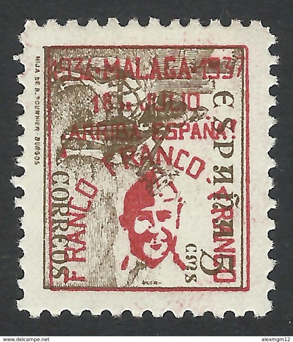 Spain, Malaga 5 C. 1937, Mi # 25, MH - Emissions Nationalistes