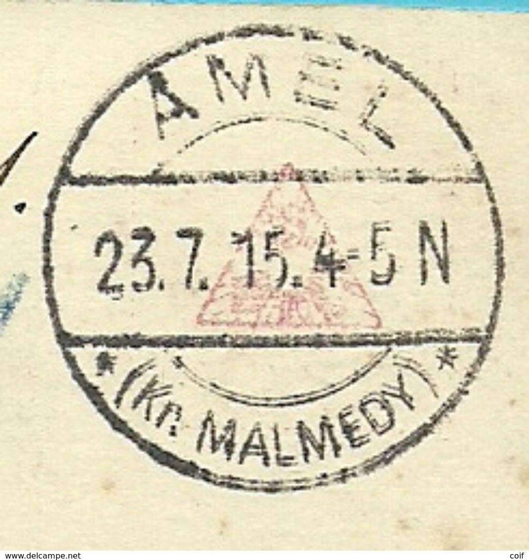 Kaart (Feldpost) Met Duitse Brugstempel AMEL (Kr.MALMEDY) Op 23/7/1915 (Oostkantons) (cantons De L'Est) - OC55/105 Eupen & Malmédy
