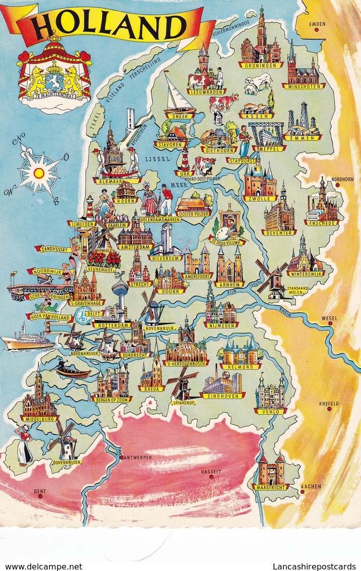 Postcard Map Of Holland My Ref  B22370 - Maps