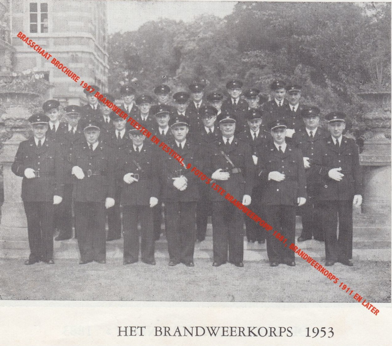 BRASSCHAAT BROCHURE 1957 BRANDWEER FEESTEN EN FESTIVAL, 9 FOTO'S 1STE BRANDWEERPOMP 1881, BRANDWEERKORPS 1911 EN LATER