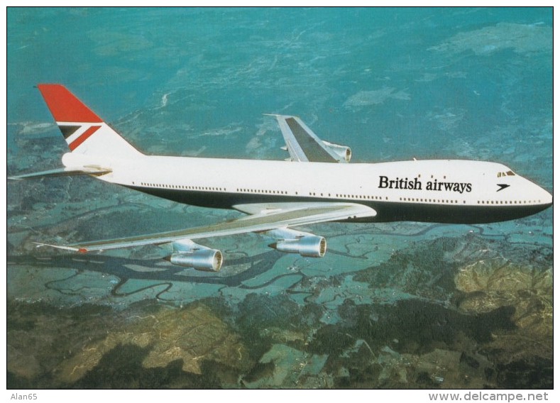 British Airways Boeing 747 Jet Airplane In Flight C1970s Vintage Japanese Postcard - 1946-....: Moderne