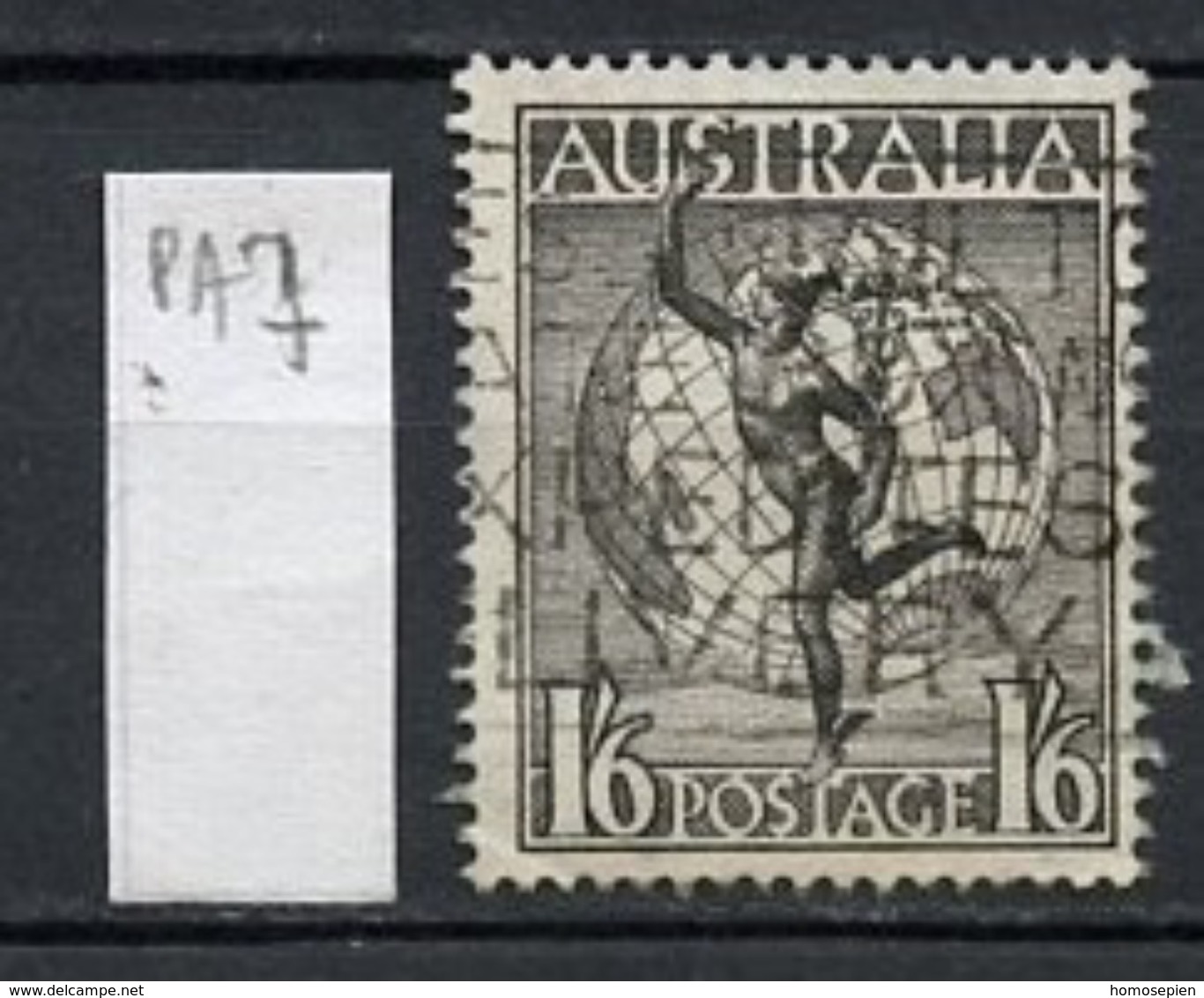 Australie - Australia Poste Aérienne 1949 Y&T N°PA7 - Michel N°185 (o) - 1/6 Allégorie - Usados
