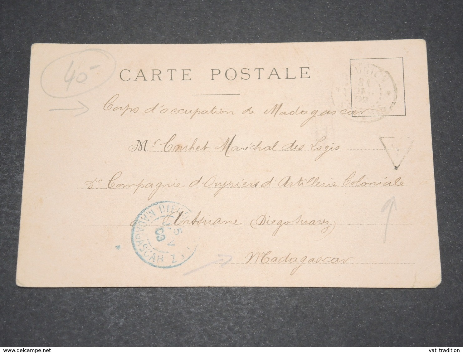 MADAGASCAR - Carte Postale De Saint Denis De La Réunion Pour Militaire à Diégo Suarez En 1903 , Taxé - A Voir - L 14564 - Lettres & Documents