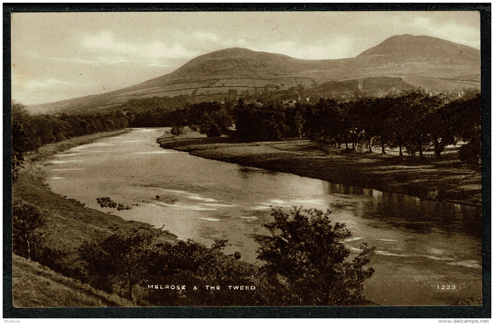 RB 1201 - Early Postcard - Melrose &amp; The River Tweed Roxburghshire Scotland Borders - Roxburghshire
