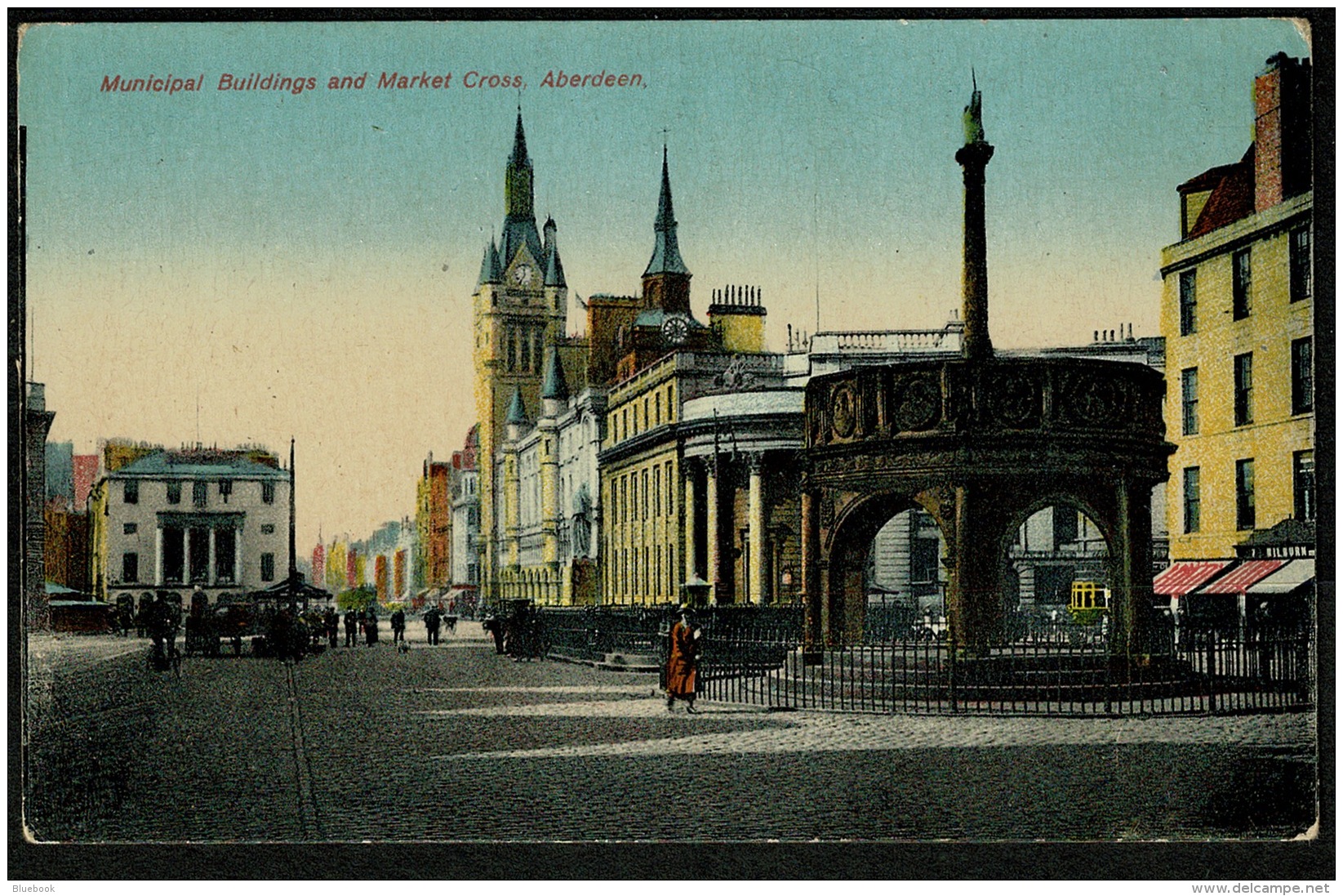 RB 1201 - Early Postcard - Municipal Buildings &amp; Market Cross - Aberdeen Scotland - Aberdeenshire