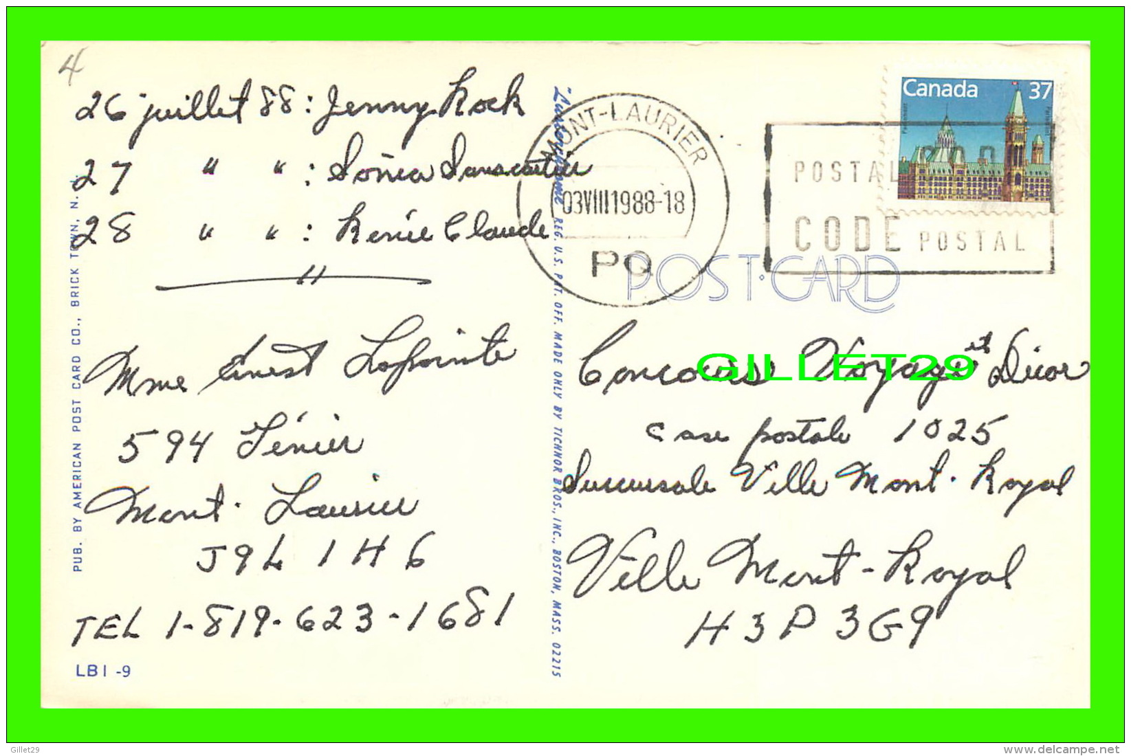 CARTES GÉOGRAPHIQUES - MAP - LONG BEACH ISLAND -, NEW JERSEY -  TRAVEL IN 1988 -  PUB. BY AMERICAN POSTCARD CO - - Cartes Géographiques