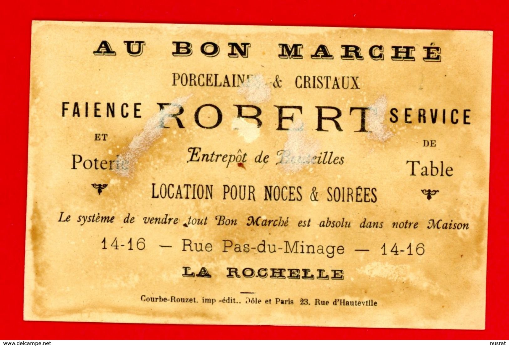 La Rochelle, Au Bon Marché Robert, Chromo Dorée Lith. Courbe Rouzet CR1-1-8 Hommes Célèbres, Pascal, Mathématicien - Louit
