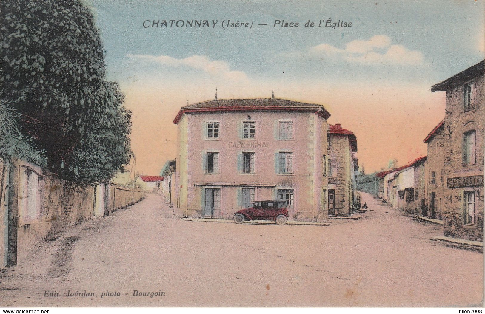 Châtonnay - Place De L'Eglise - Carte Colorisée - Châtonnay