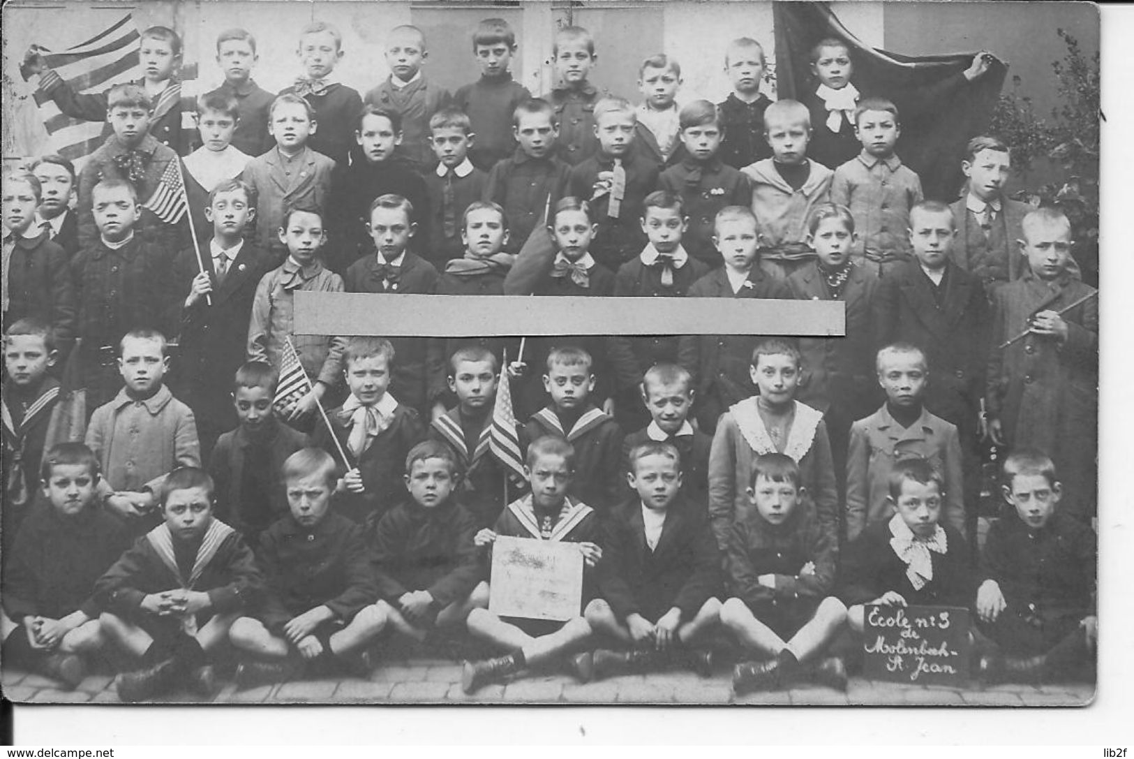 Flandres Flandern Bruxelles Les Enfants De Molenbek Remercient Les Usa L'american Relief 1 Carte Photo Ww1 1914-1918 - War, Military