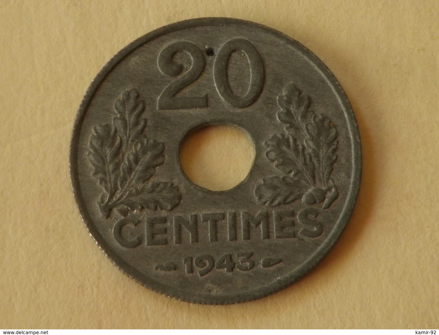 France 20 Centimes 1943T  état Francais    KM#900.1    Zinc  Superbe Qualité Pas Circulée - Autres & Non Classés