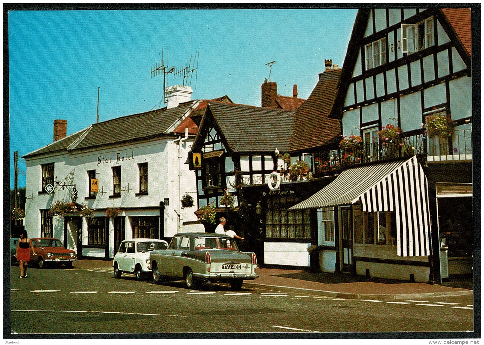 RB 1202 - Postcard - White Mini Car At Olde Anchor Inn - Upton-upon-Severn Worcestershire - Other & Unclassified