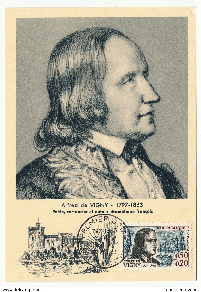 Carte Maximum - Alfred De VIGNY - Premier Jour Loches 1963 - 1960-1969