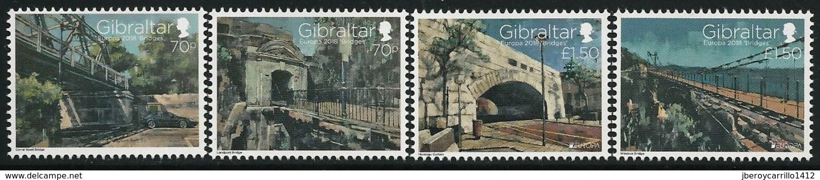 GIBRALTAR - EUROPA 2018 + BRIDGES -TEMA ANUAL - "PUENTES.- BRIDGES - BRÜCKEN - PONTI" - SERIE 4 V. - 2018