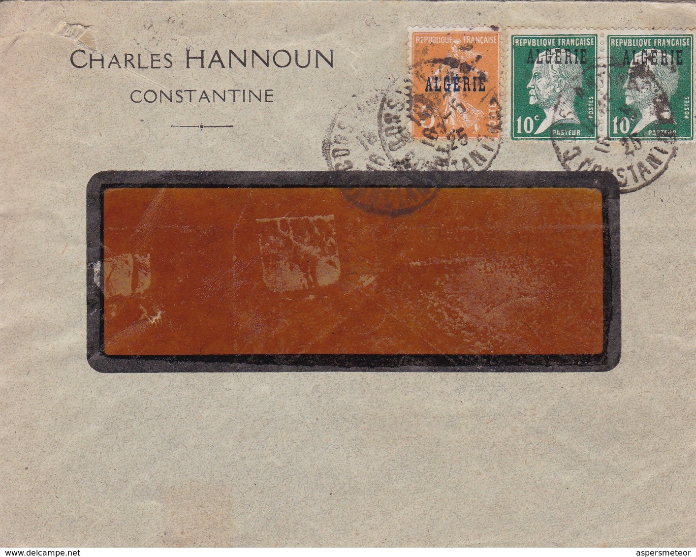 COMMERCIAL ENVELOPE. CHARLES HANNOUN CONSTANTINE. REPUBLIQUE FRANÇAISE. ALGERIE-TBE-BLEUP - Algeria (1962-...)