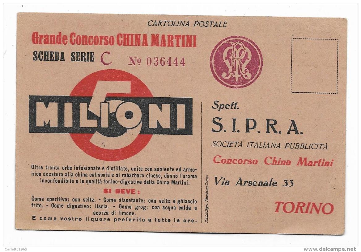 CARTOLINA GRANDE CONCORSO CHINA MARTINI - CM.13,7X9 - Advertising