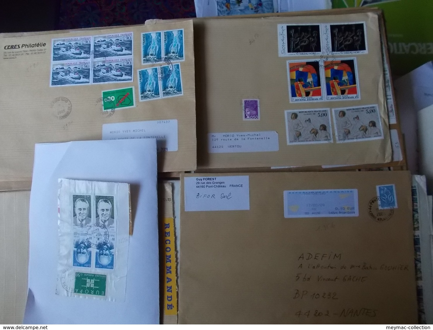 BON LOT + de 140 LETTRES DE NEGOCIANTS EN TP FRANCS EUROS TVP MIXTES BLOCS BANDES CARNETS voir fotos