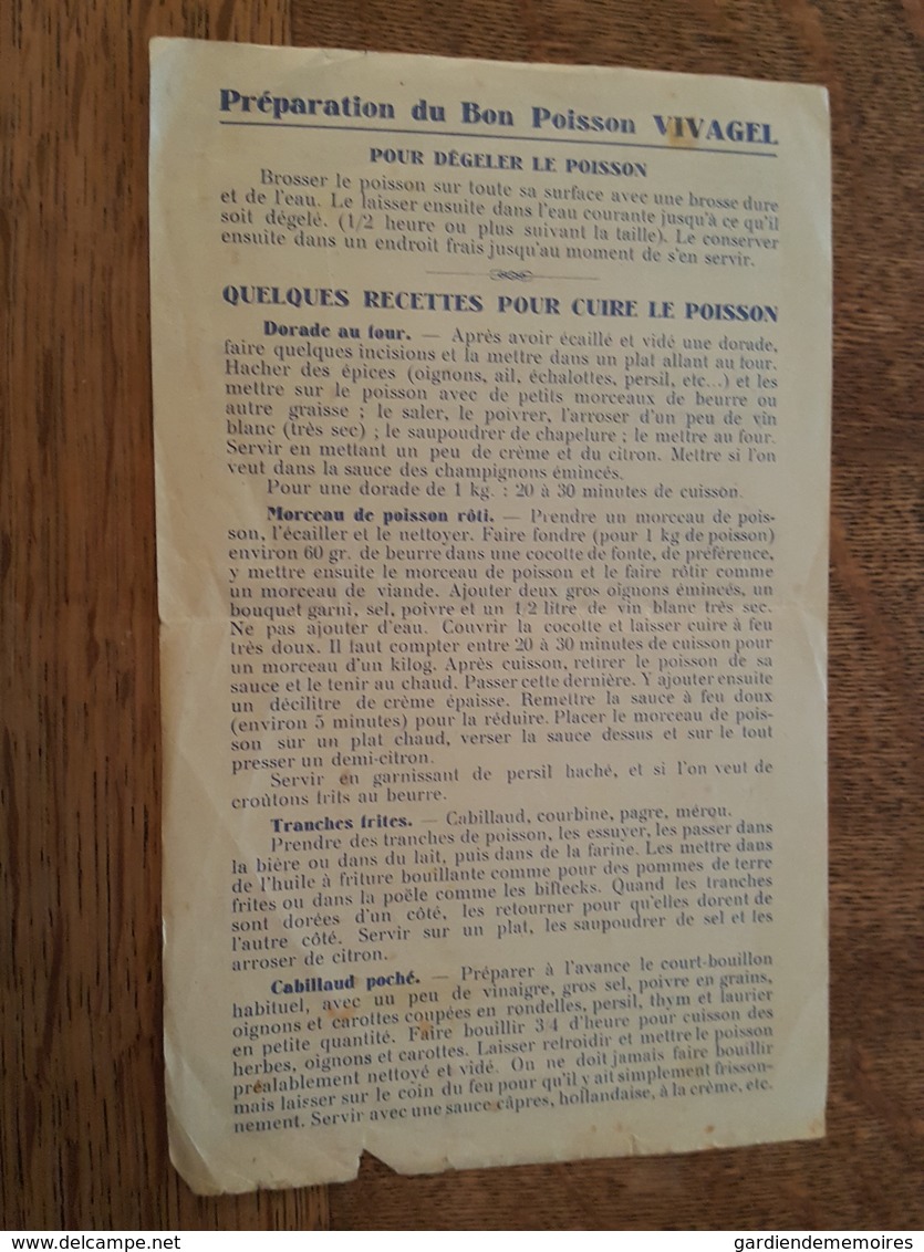 Pub - Vivagel - Poisson Congelé Vivant - Marins Et Chalutiers Français - Tampon F. Allais à Tonnerre - Publicités