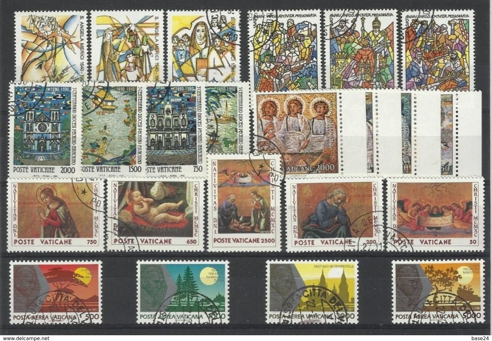 1990 Vaticano Vatican GIOVANNI PAOLO II ANNATA  YEAR: 6 Serie Usate Con Aerea Con Gomma (23v.) USED - Annate Complete