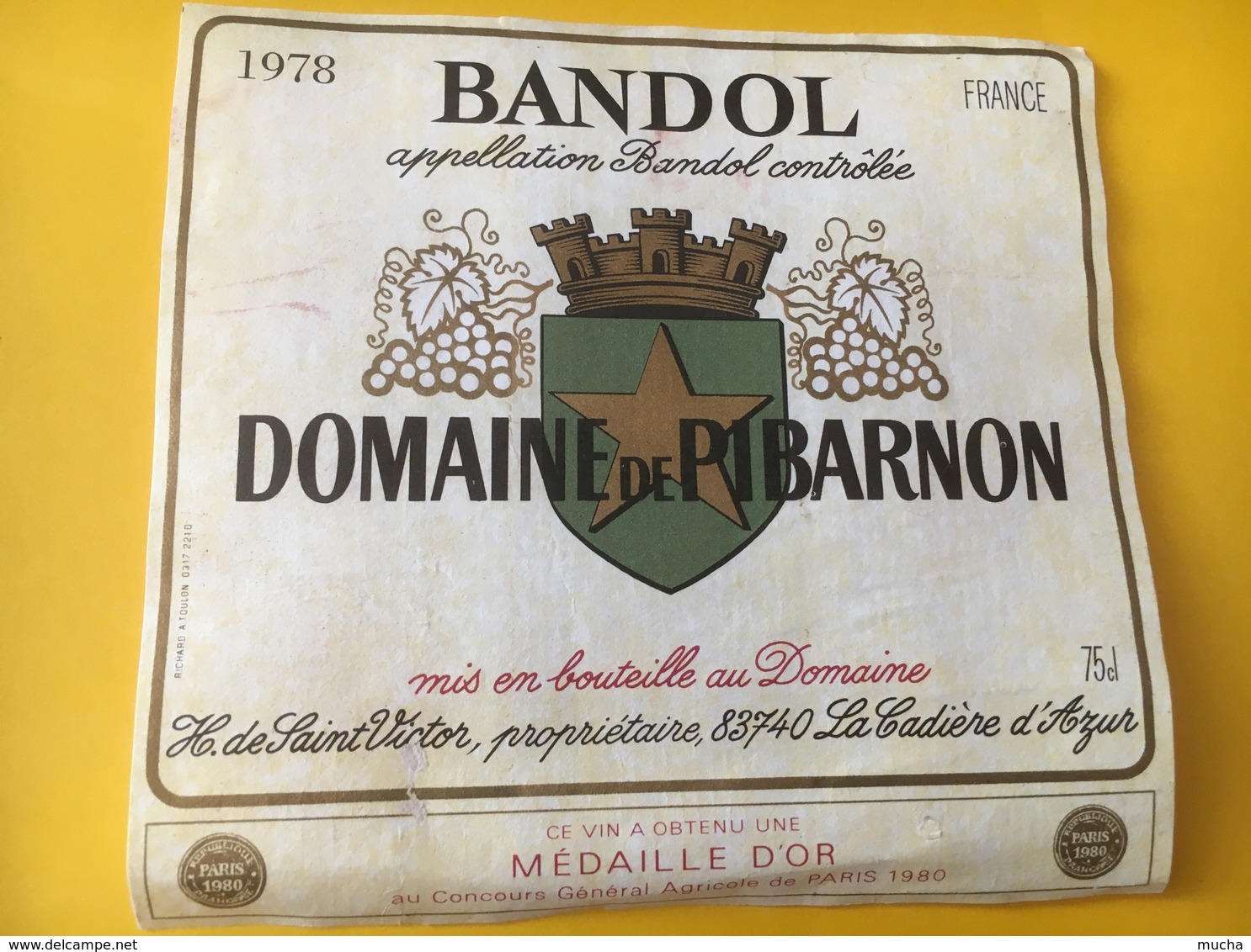 7046 -  Bandol Domaine De Pibarnon 1978 - Languedoc-Roussillon