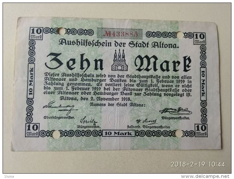 GERMANIA Altona 10 Mark 1918 - [11] Emissioni Locali