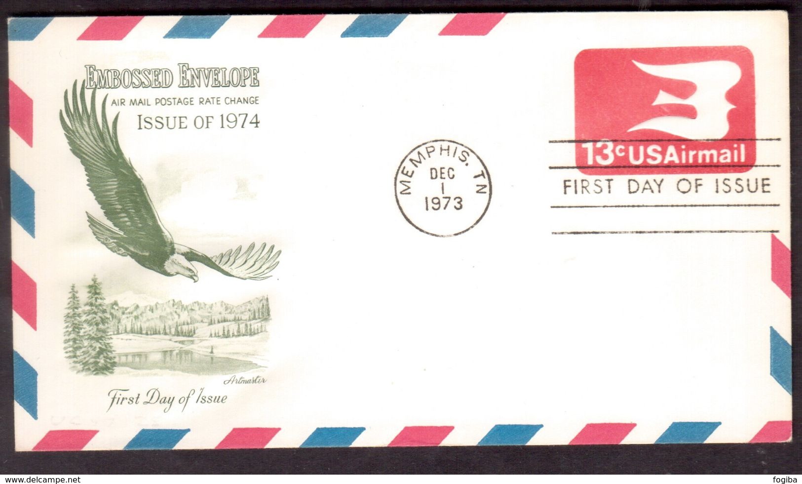 D39   USA 1973 FDC "Embossed Envelope, Air Mail Postage Rate Change, Iusse Of 1974" - 1981-00