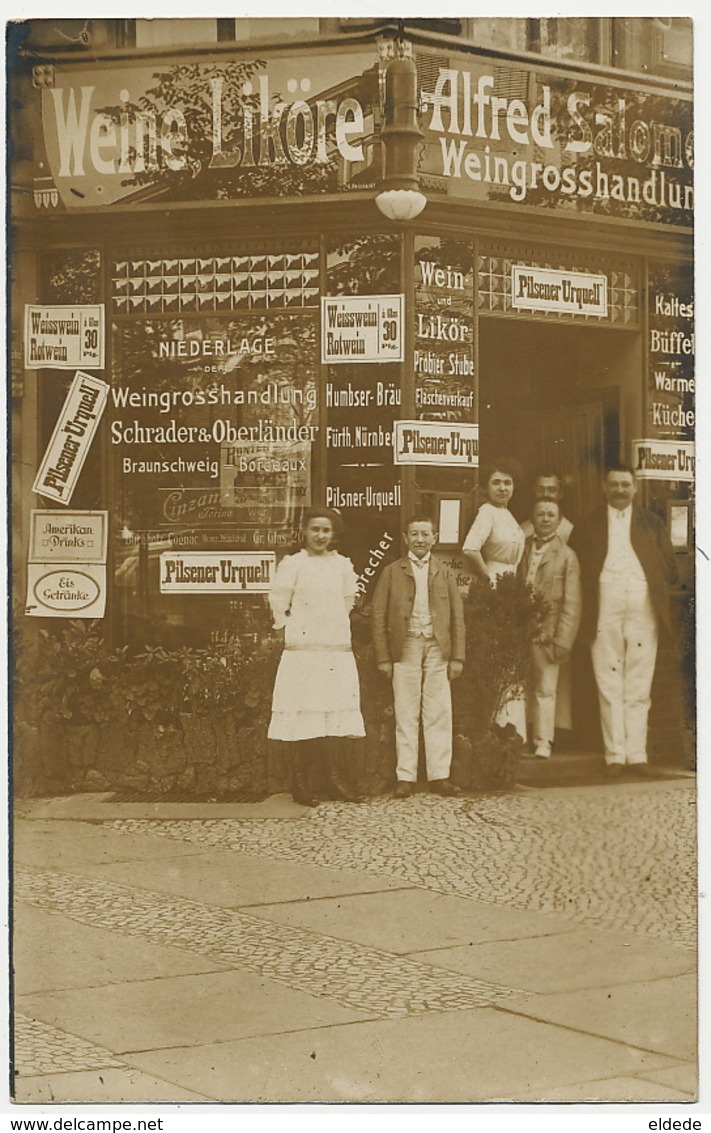 Real Photo Alfred Salomon Wine Beer Shop In Berlin Pilsener Urquell Bordeaux Etc Photo Max Piepenhagen - Judaisme