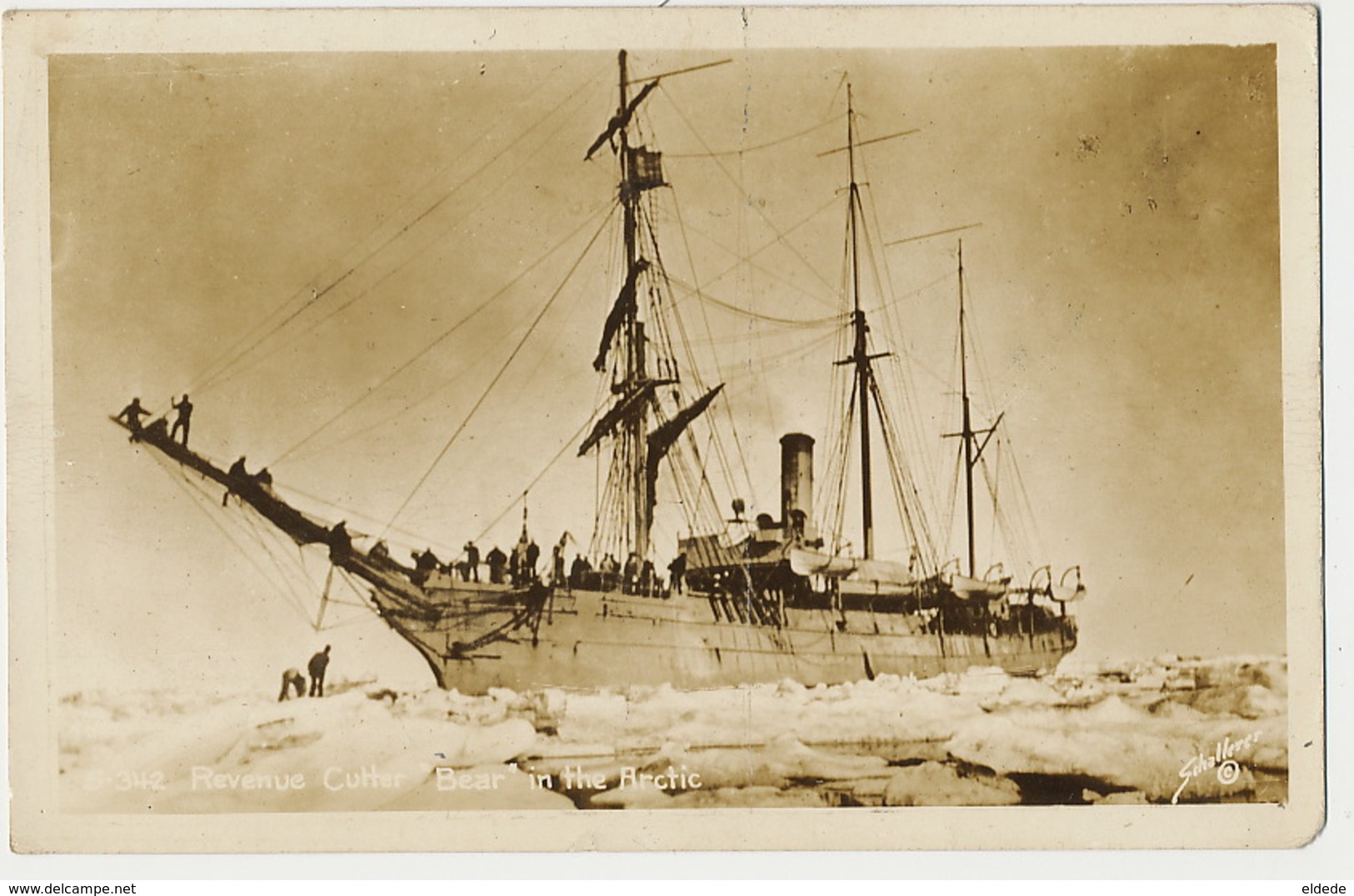 North Pole Real Photo Revenue Cutter " Bear " In The Arctic Voilier 3 Mats Written Kodiat 1948 - TAAF : Terres Australes Antarctiques Françaises