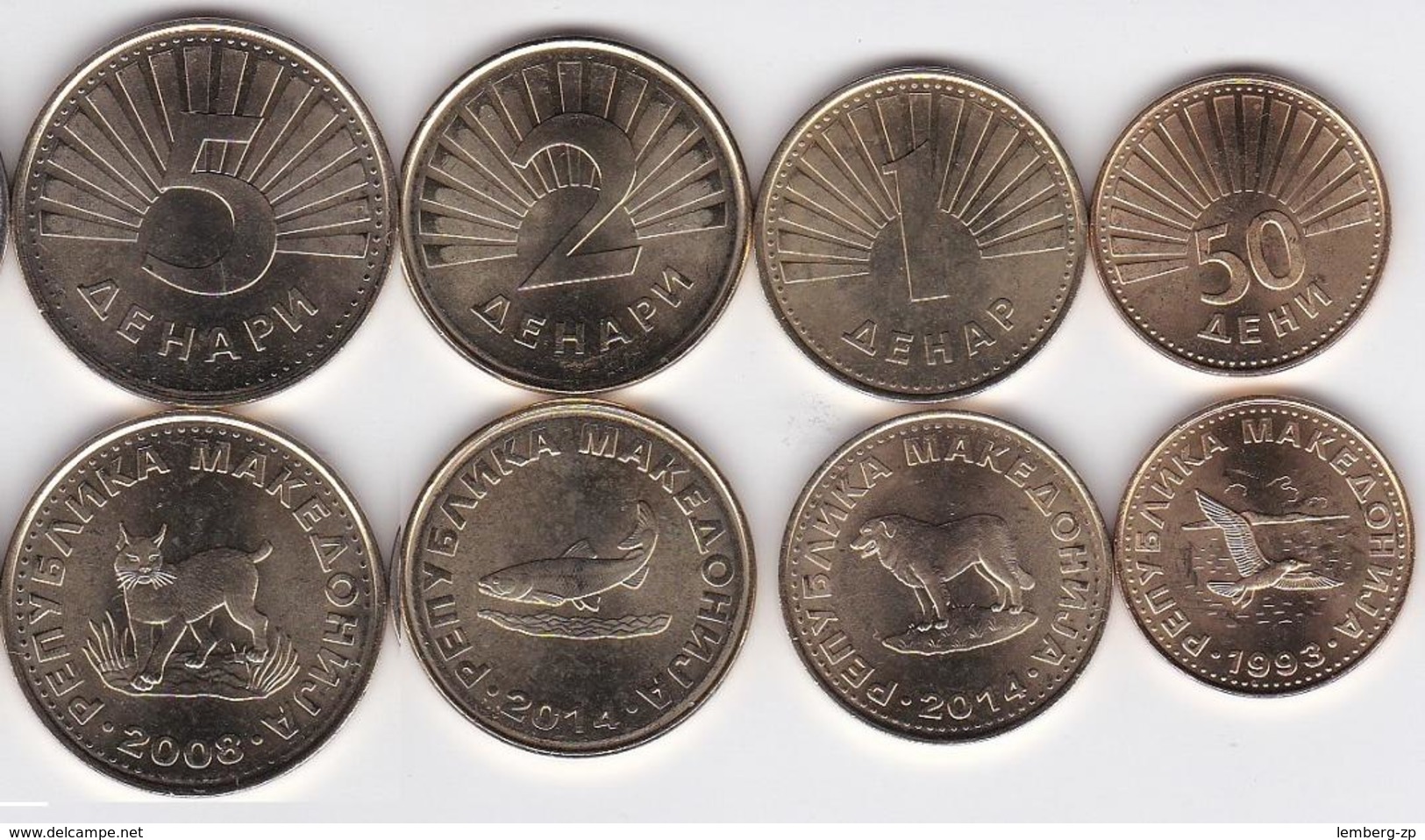 Macedonia - Set 4 Coins - 50 Deni + 1 + 2 + 5 Denari 1993 - 2014 UNC - Lemberg-Zp - Macédoine Du Nord