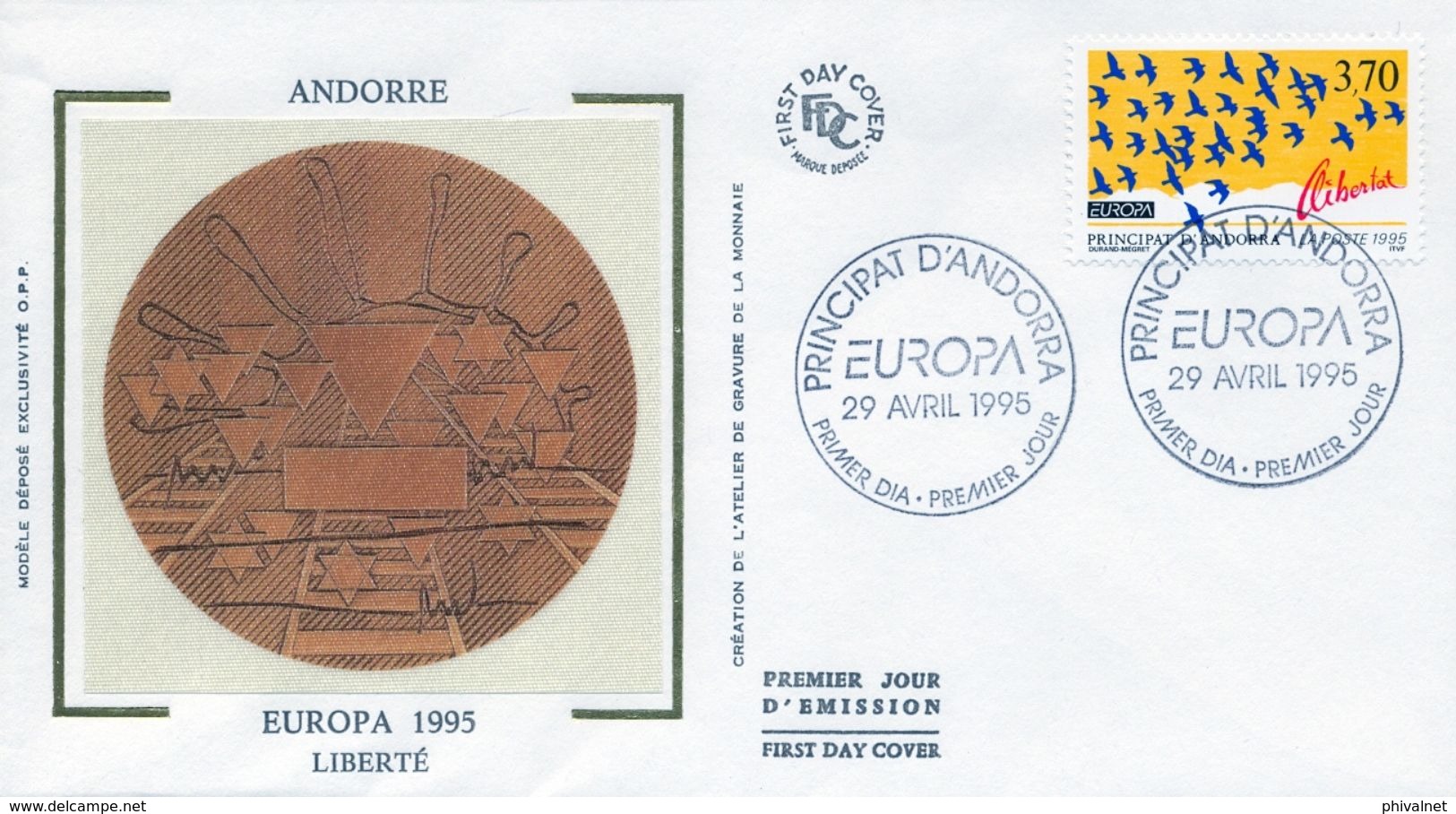 1995 ANDORRA FRANCESA , SOBRE DE PRIMER DIA , ED. 477 / 478 - TEMA EUROPA - FDC