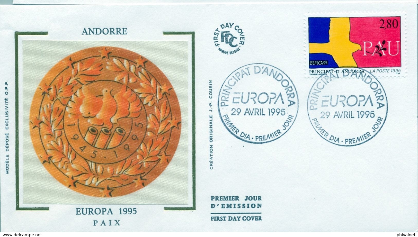 1995 ANDORRA FRANCESA , SOBRE DE PRIMER DIA , ED. 477 / 478 - TEMA EUROPA - FDC