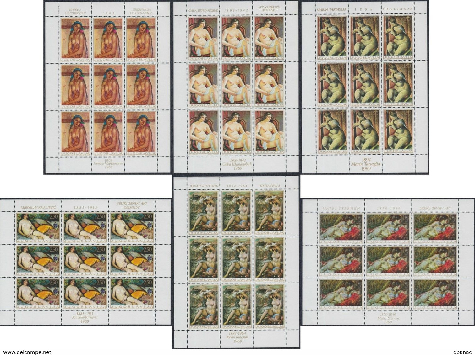 Yugoslavia Republic 1969 Woman Acts Mi#1352-1357 Complete Set In Minisheets Kleinbogen, Never Hinged - Aktmalerei