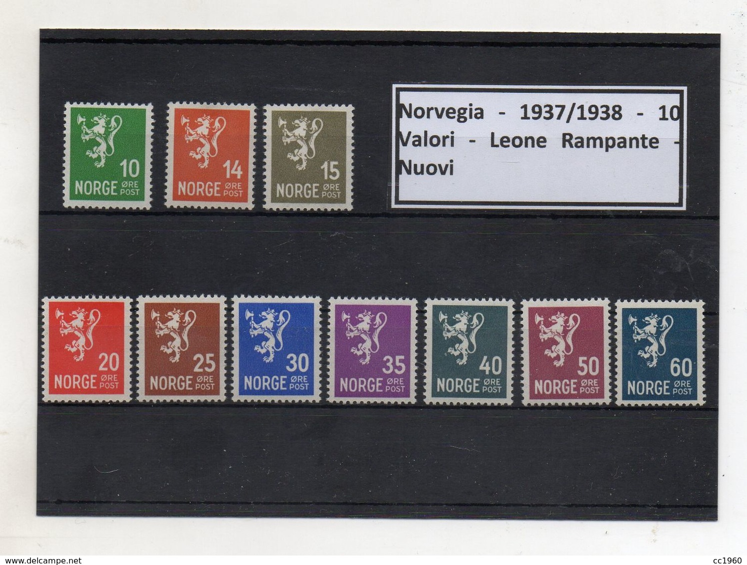 Norvegia - 1937/1938 - 10 Valori - Leone Rampante - Nuovi - (FDC8599) - Nuovi