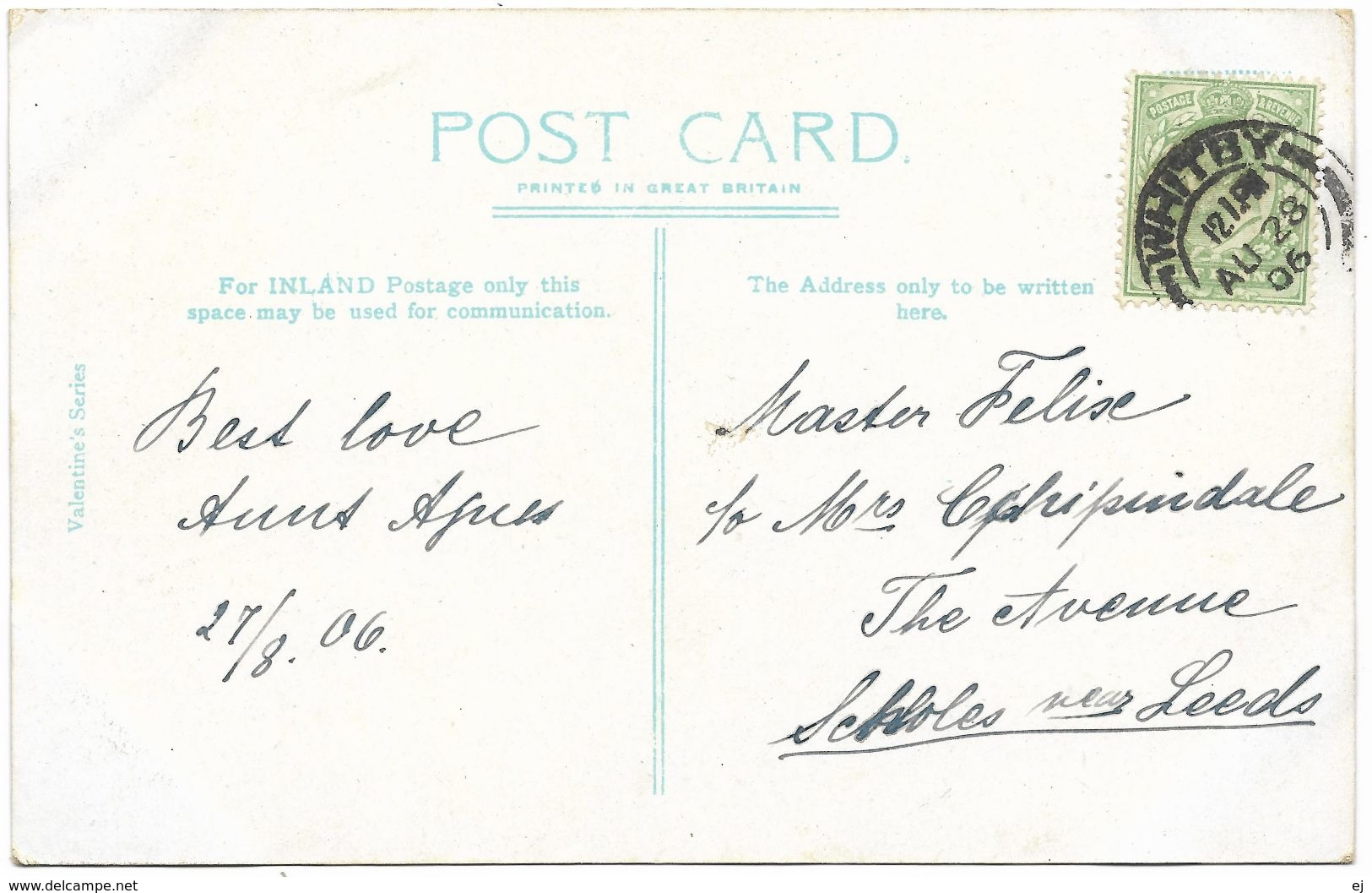 Tin Ghant Whitby - Postmark 1906 - Valentine's Series - Whitby