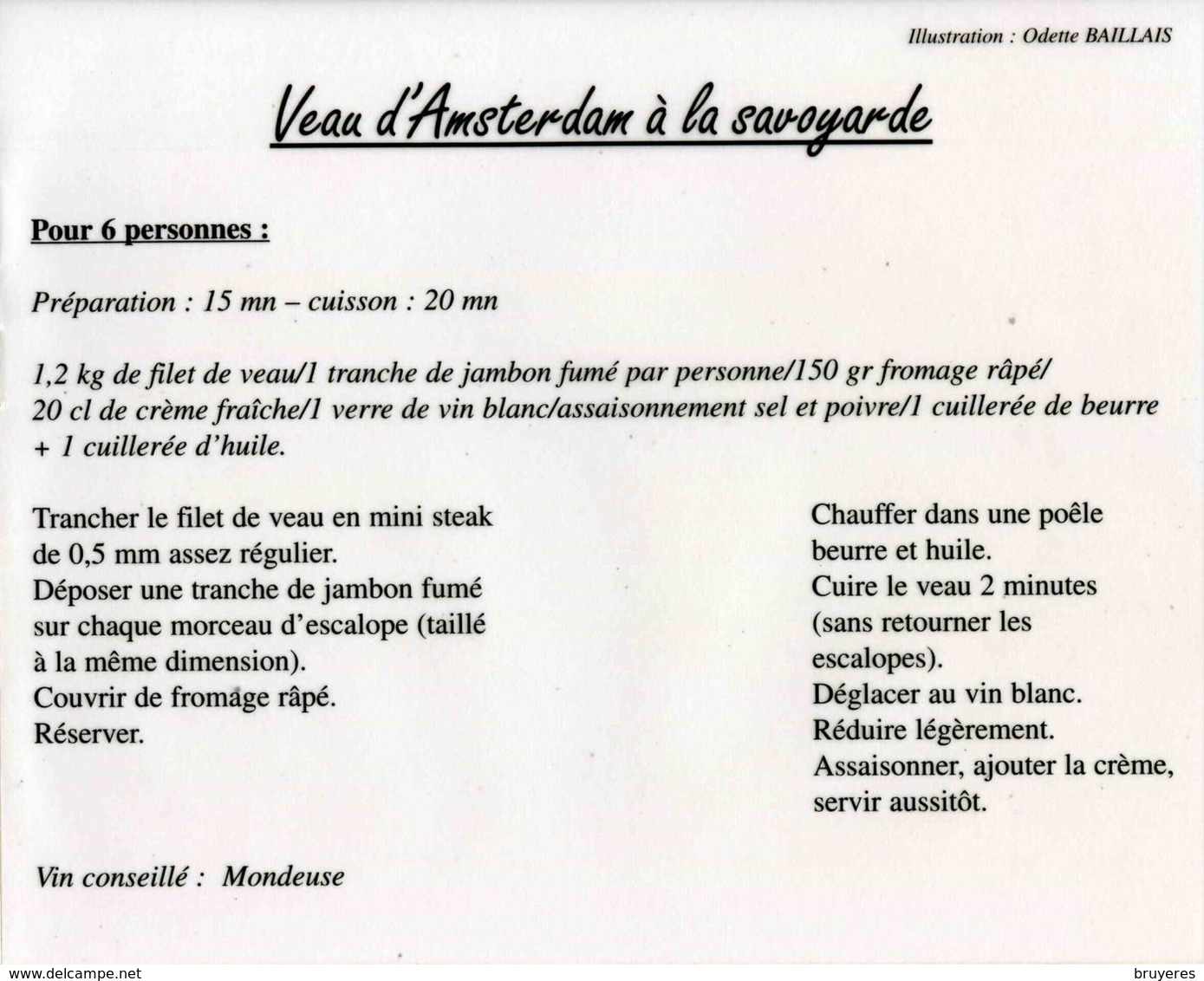 Feuillet** Gommé De 2003 Du Carnet "Gourmand" Avec Timbre "Veau D'Amsterdam à La Savoyarde" Et Recette - Blocks & Sheetlets