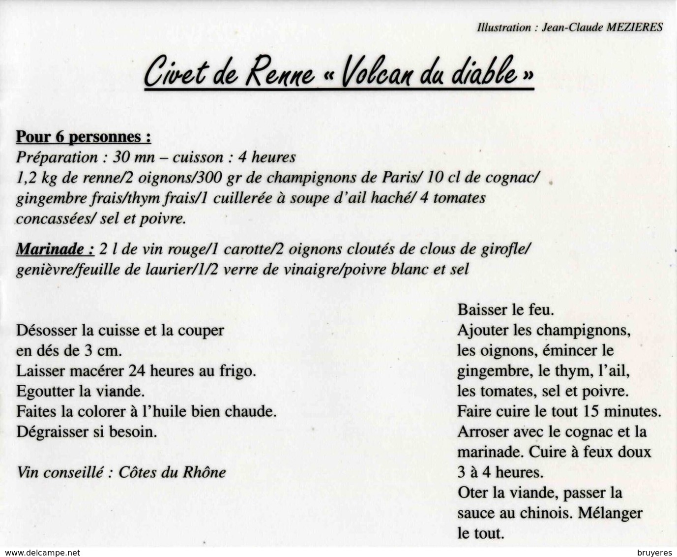 Feuillet** Gommé De 2003 Du Carnet "Gourmand" Avec Timbre "Civet De Renne : Volcan Du Diable" + Recette - Blokken & Velletjes