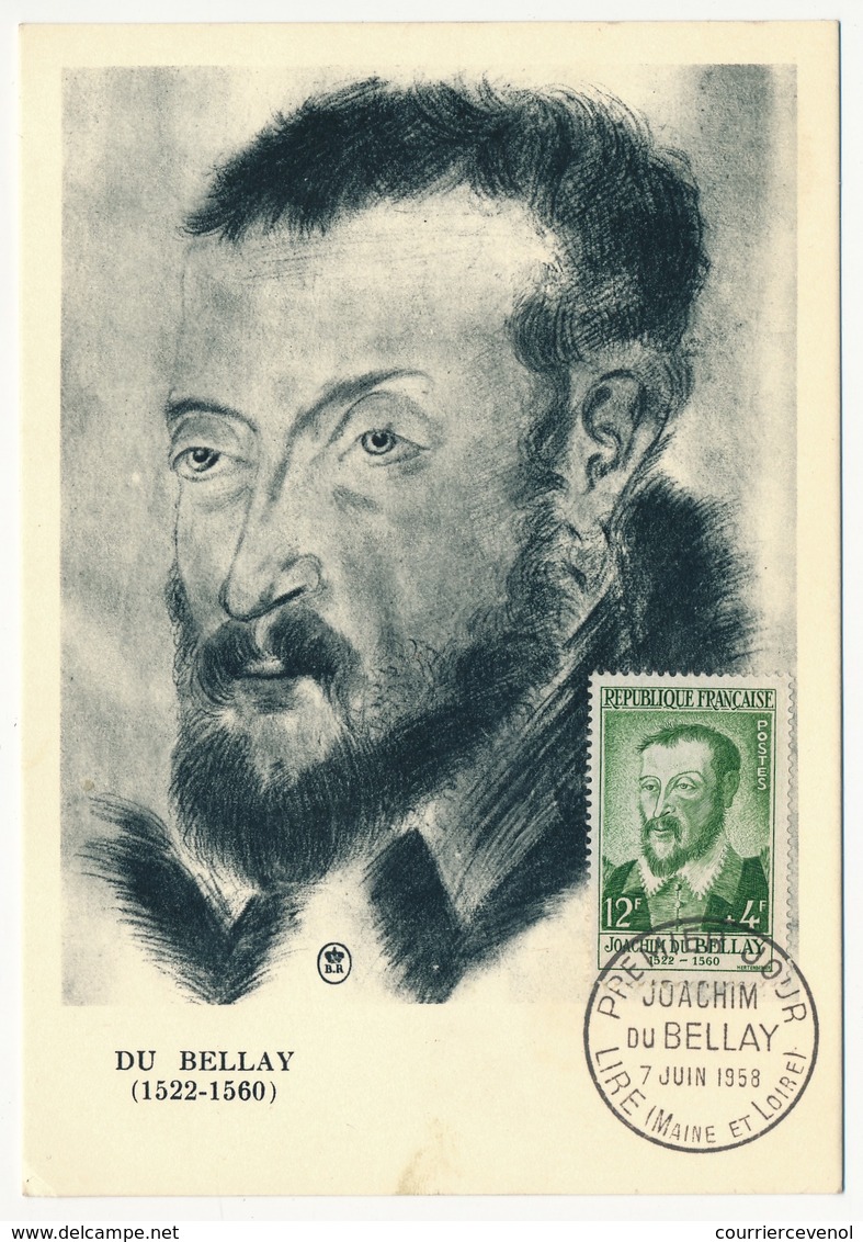 6 Cartes Maximum - N° 1166/1171 - Du Bellay, J. Bart, Diderot, Courbet, Carpeaux, Toulouse-Lautrec 1958 - 1950-1959