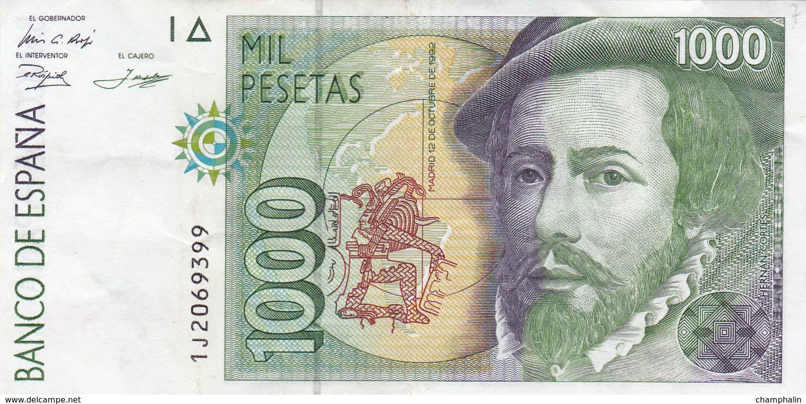 Espagne - Billet De 1000 Pesetas - Hernan Cortes & Francisco Pizarro - 12 Octobre 1992 - [ 4] 1975-… : Juan Carlos I