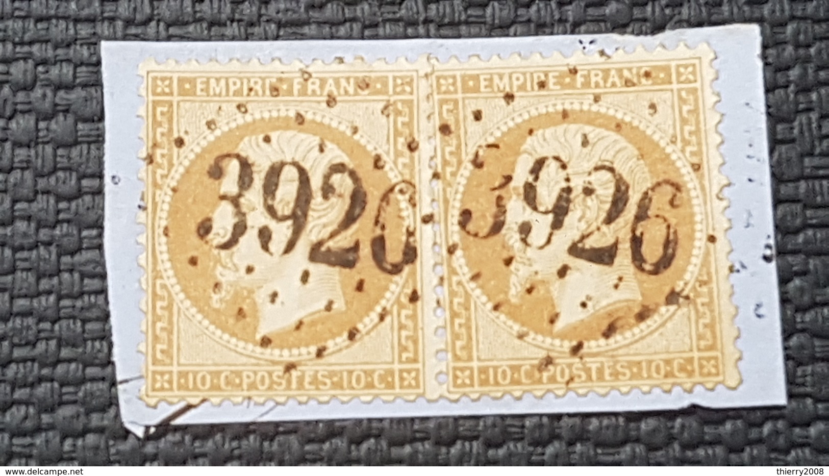 Napoléon III N° 21b X2 Avec Oblitération Losange Centrale 3926 Sur Fragment  TB - 1862 Napoleon III