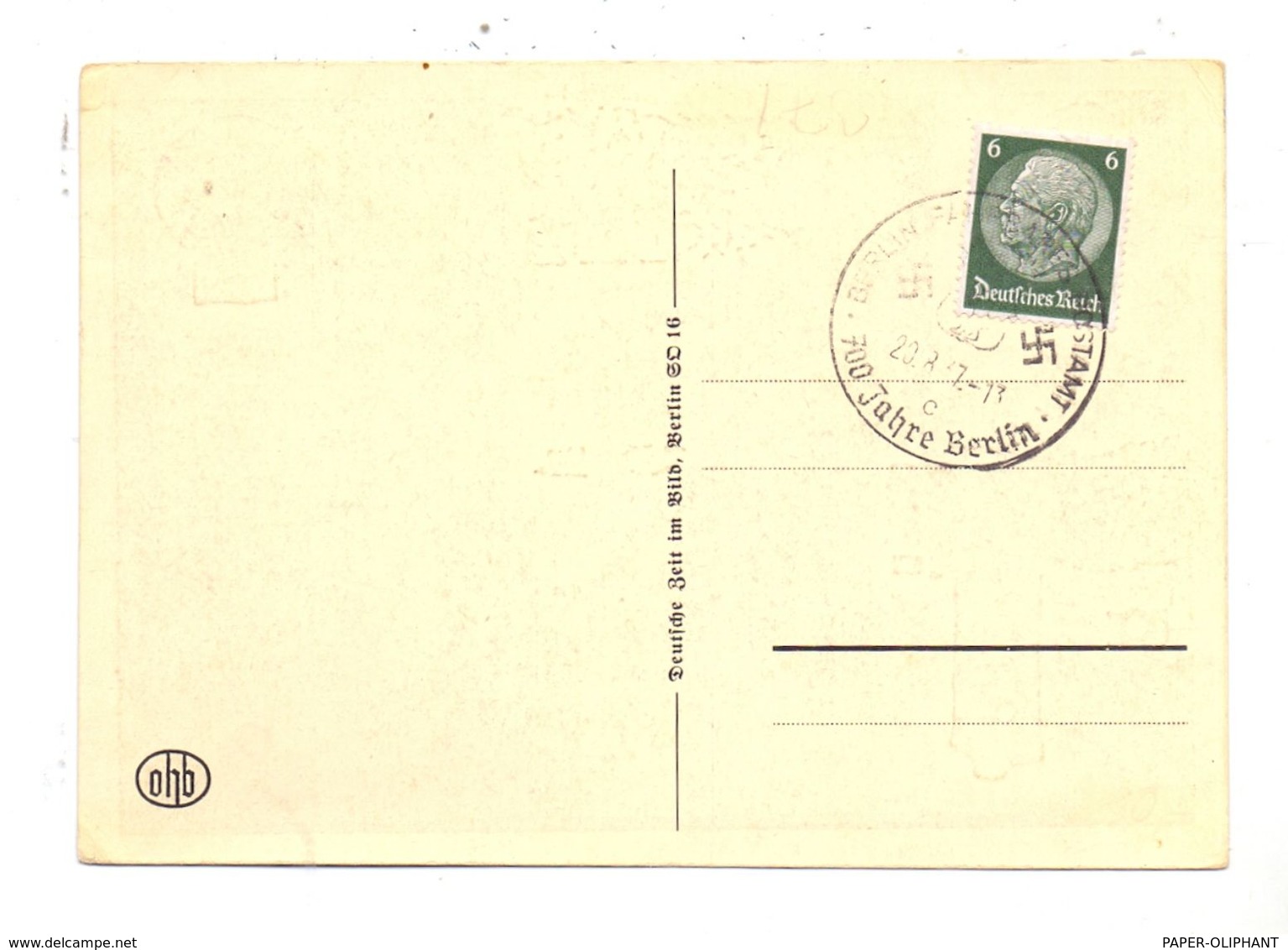 1000 BERLIN - SCHÖNEBERG, Rathaus Mit NS-Beflaggung, 700 Jahre Berlin, 1937, Sonderstempel Fahrbares Postamt - Schöneberg