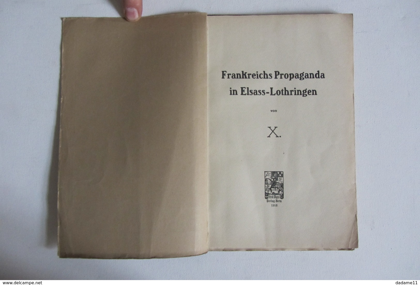 La Propagande Française En Alsace Moselle 1918 Berne Par X - Livres Anciens