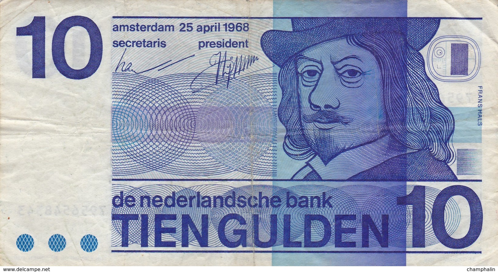 Pays-Bas - Billet De 10 Gulden - Frans Halls - 25 Avril 1968 - 10 Gulden