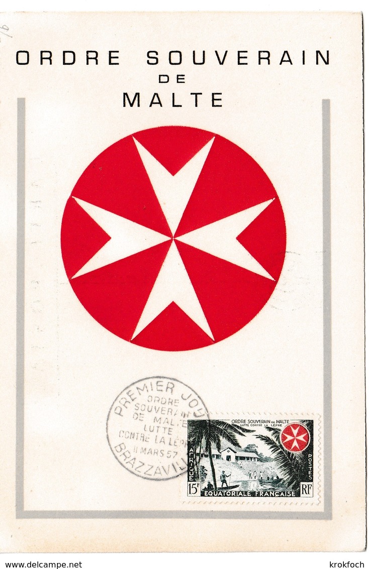 Brazzaville AEF 1957 - Ordre Souverain De Malte Et Lèpre - Malta - Carte Maximum - Lettre Brief Cover - Covers & Documents