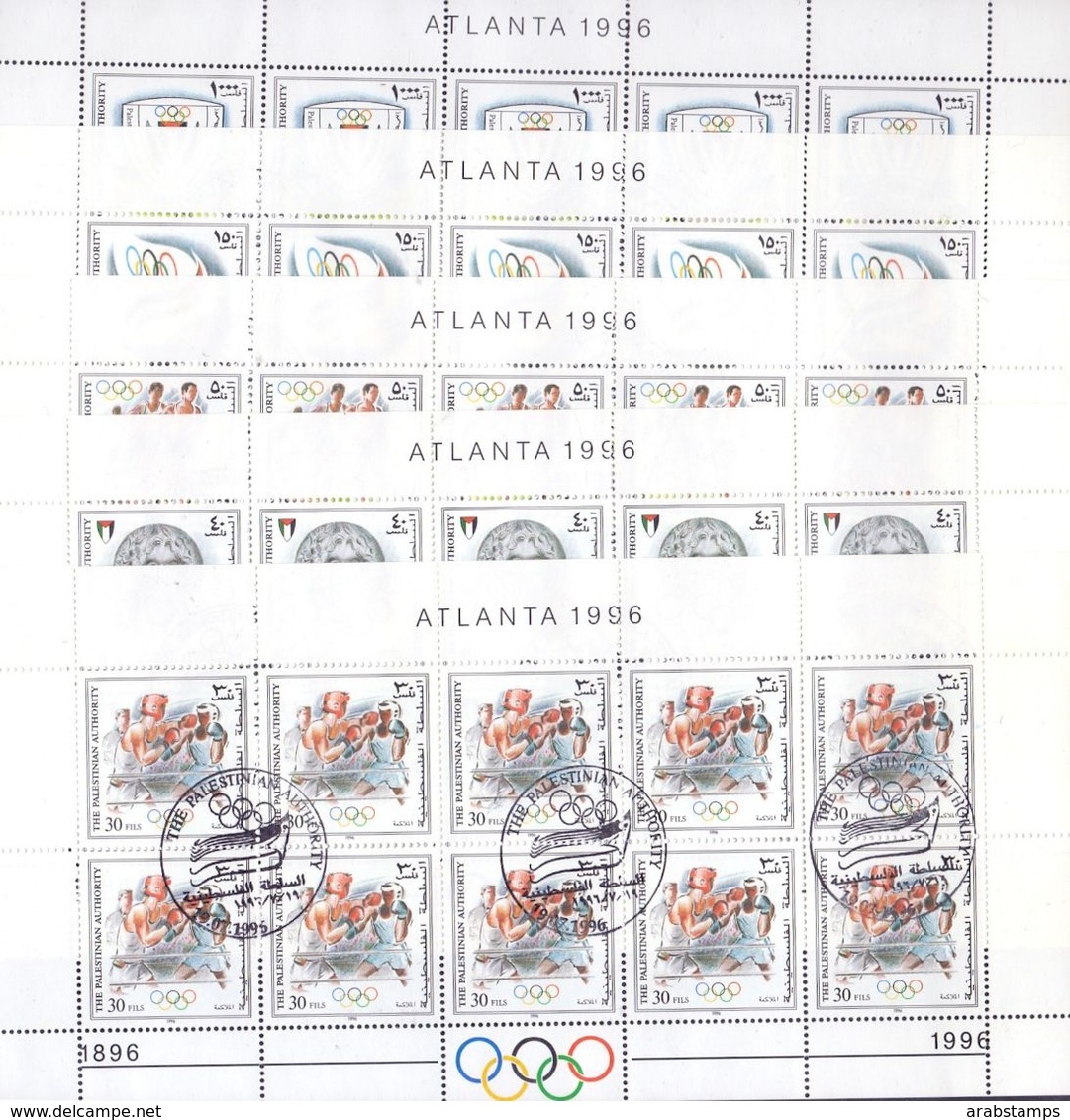 1996 Palestinian Olympics Games Atlanta Complete Sheets 5 Values Special Stamp MNH - Palestine