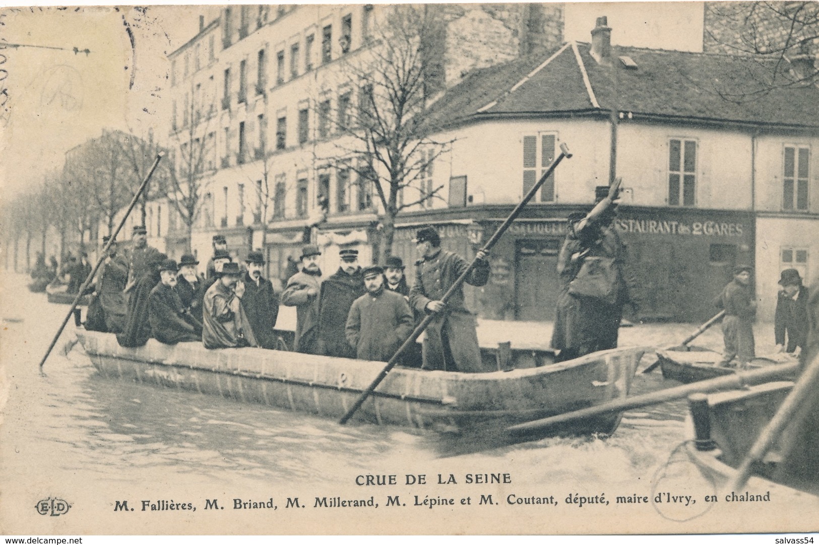 94) IVRY-SUR-SEINE : Inondations 1910 - M. Fallières, M. Briand, M. Millerand, M. Lépine, M. Coutant - Ivry Sur Seine