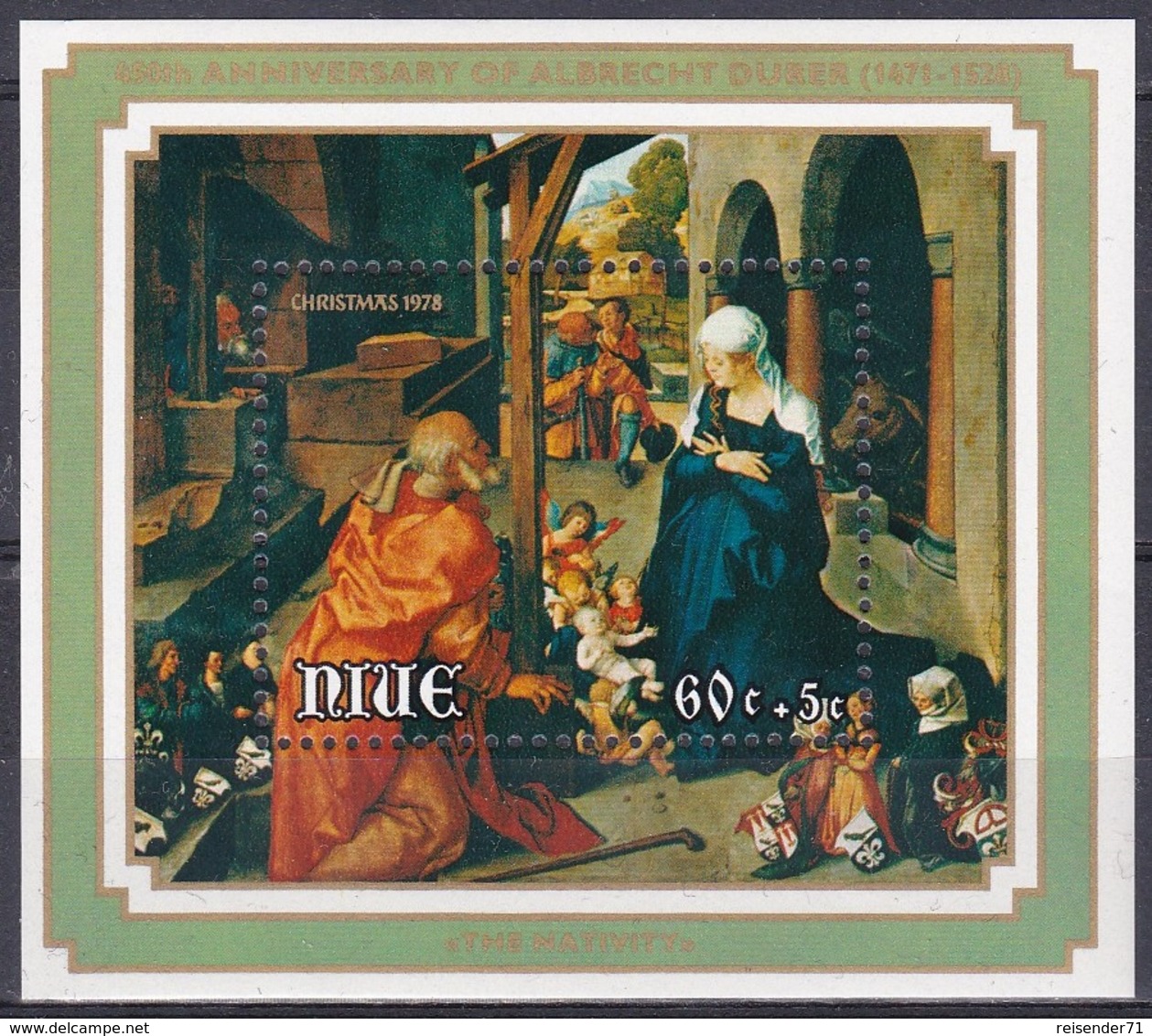 Niue 1978 Religion Christentum Weihnachten Christmas Kunst Arts Kultur Gemälde Paintings Albrecht Dürer, Bl. 10 ** - Niue