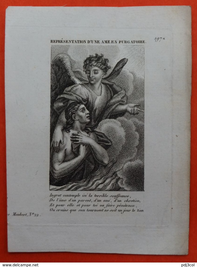 Image Pieuse - REPRESENTATION D'UNE AME EN PURGATOIRE - XIXème - Images Religieuses